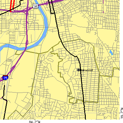 Zip code 45409 close-up map