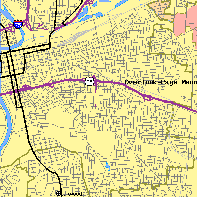 Zip code 45410 close-up map