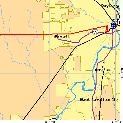 Zip code 45418 close-up map