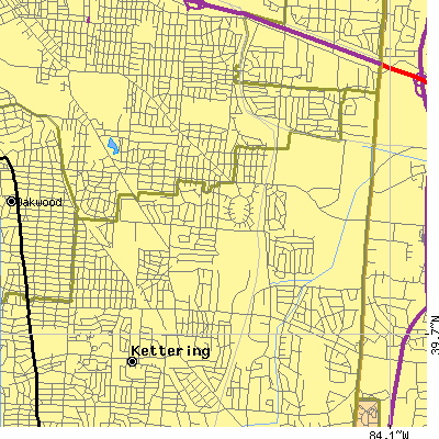 Zip code 45420 close-up map