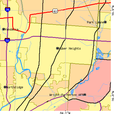 Zip code 45424 close-up map