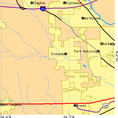Zip code 45426 close-up map