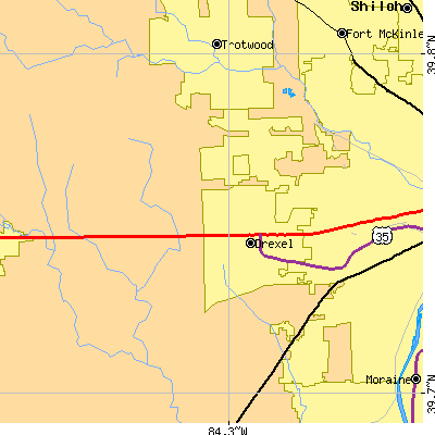 Zip code 45427 close-up map