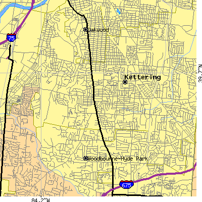 Zip code 45429 close-up map