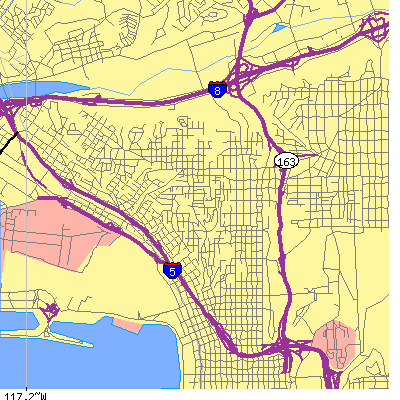 Zip code 92103 close-up map