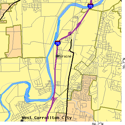 Zip code 45439 close-up map