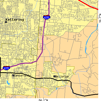 Zip code 45440 close-up map
