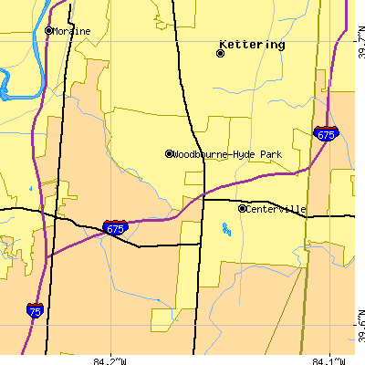 Zip code 45459 close-up map