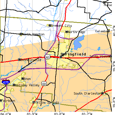 Zip code 45502 close-up map