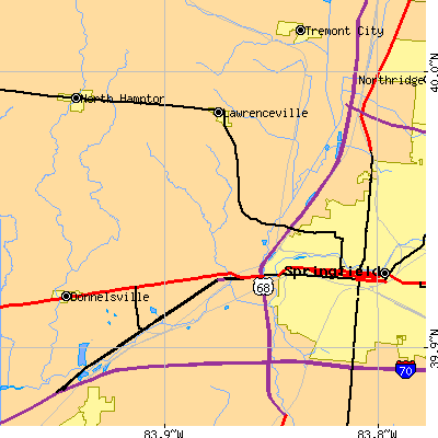 Zip code 45504 close-up map