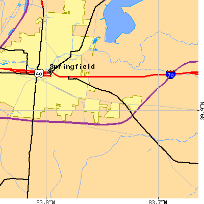 Zip code 45505 close-up map