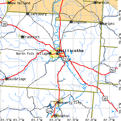 Zip code 45601 close-up map