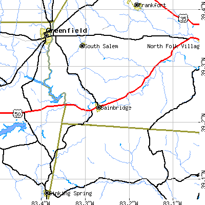 Zip code 45612 close-up map