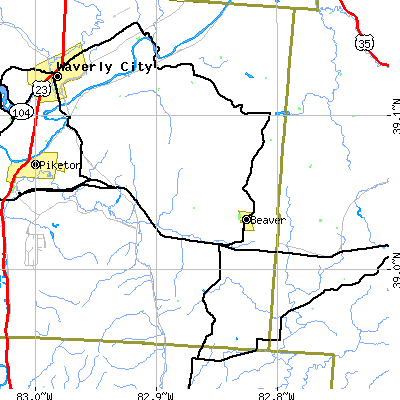 Zip code 45613 close-up map