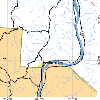 Zip code 45623 close-up map