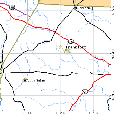 Zip code 45628 close-up map