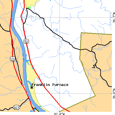 Zip code 45629 close-up map
