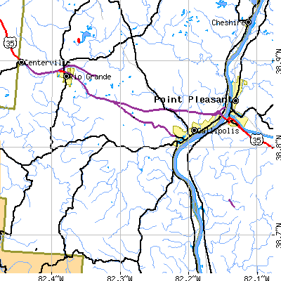Zip code 45631 close-up map