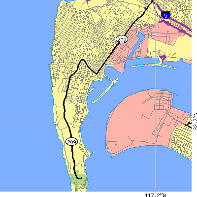 Zip code 92106 close-up map