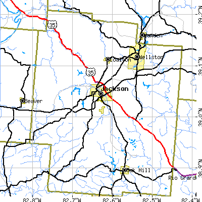 Zip code 45640 close-up map