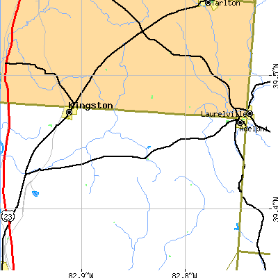 Zip code 45644 close-up map