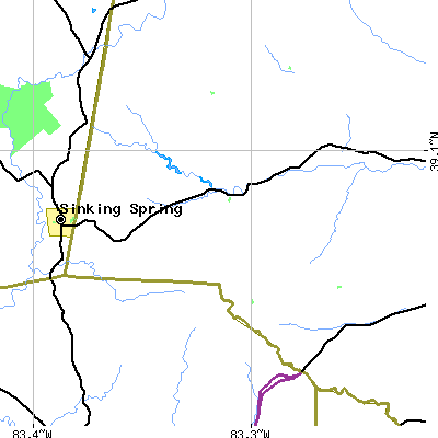 Zip code 45646 close-up map