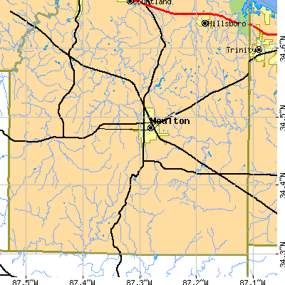 Zip code 35650 close-up map