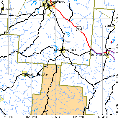 Zip code 45656 close-up map