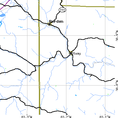 Zip code 45657 close-up map