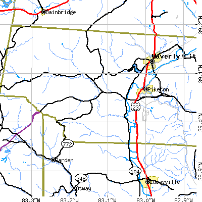Zip code 45661 close-up map