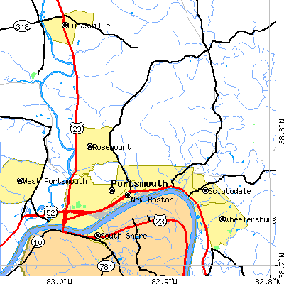 Zip code 45662 close-up map