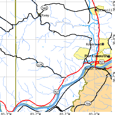 Zip code 45663 close-up map