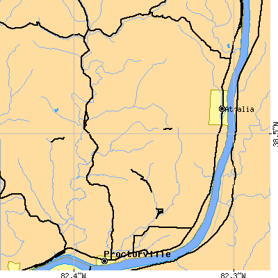 Zip code 45669 close-up map