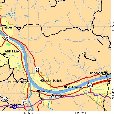 Zip code 45680 close-up map