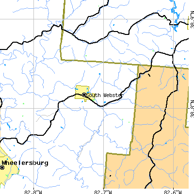 Zip code 45682 close-up map