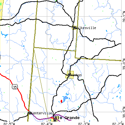 Zip code 45686 close-up map