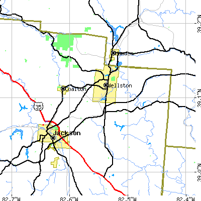 Zip code 45692 close-up map