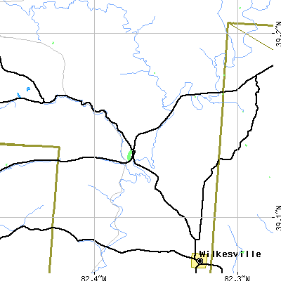 Zip code 45695 close-up map