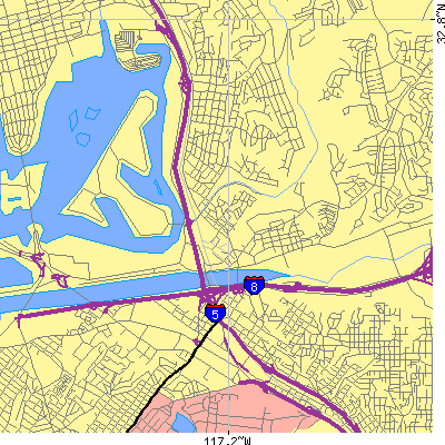 Zip code 92110 close-up map