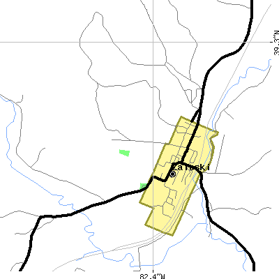Zip code 45698 close-up map
