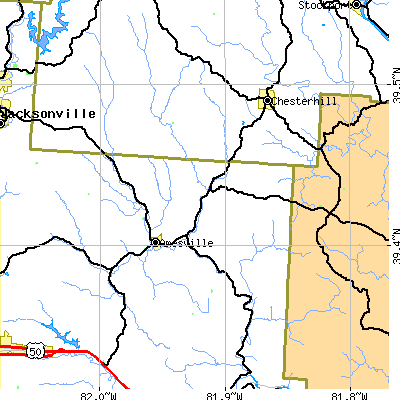 Zip code 45711 close-up map