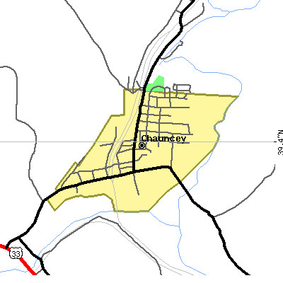 Zip code 45719 close-up map