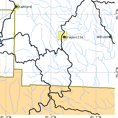 Zip code 45734 close-up map