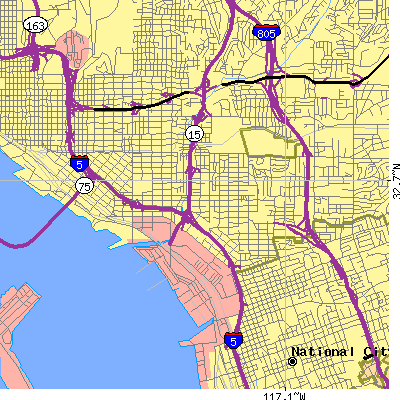 Zip code 92113 close-up map