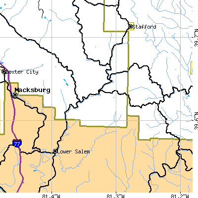 Zip code 45745 close-up map