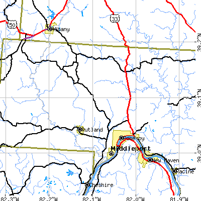 Zip code 45769 close-up map