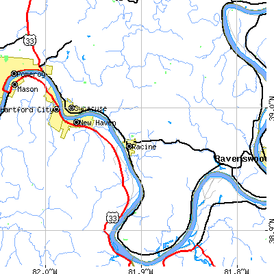 Zip code 45771 close-up map
