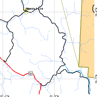 Zip code 45778 close-up map