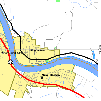 Zip code 45779 close-up map