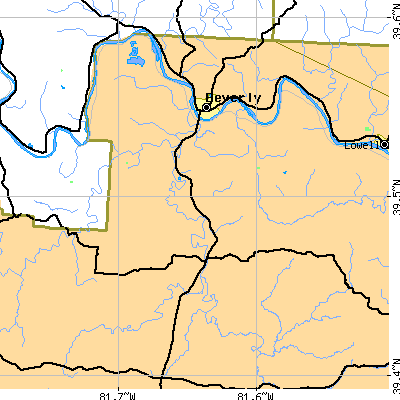 Zip code 45786 close-up map